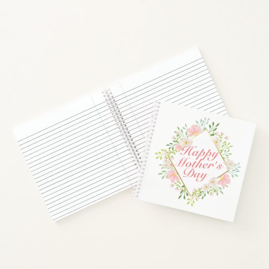 Elegant Happy Moederdag Floral Lijst Notitieboek (Binnen)