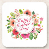 Elegant Happy Moederdag Floral Lijst Onderzetter (Voorkant)