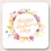 Elegant Happy Moederdag Floral Lijst Onderzetter (Voorkant)