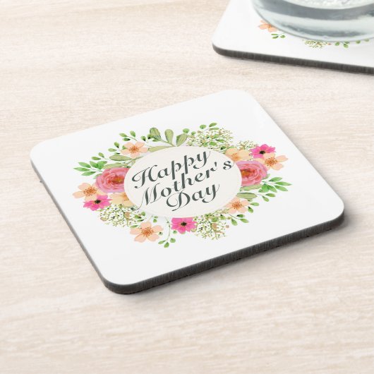 Elegant Happy Moederdag Floral Lijst Onderzetter (Linkerzijde)