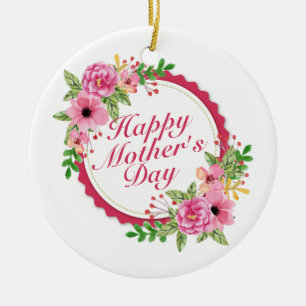 Elegant Happy Moederdag Floral Lijst Ornament