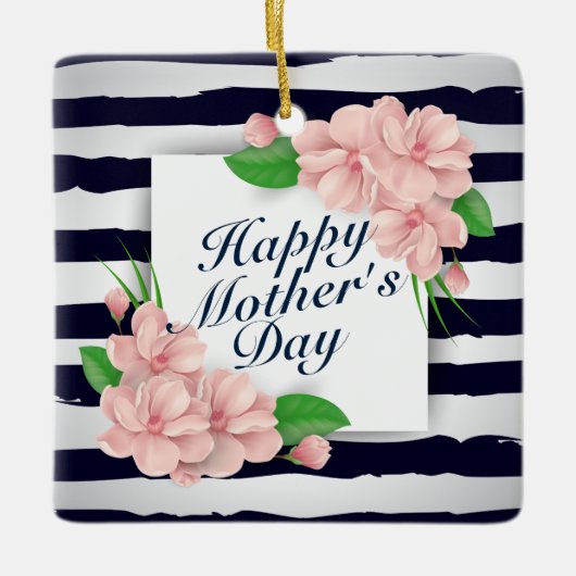 Elegant Happy Moederdag Floral Lijst Ornament (Voorkant)