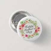Elegant Happy Moederdag Floral Lijst Pin Button (Voorkant /achterkant)