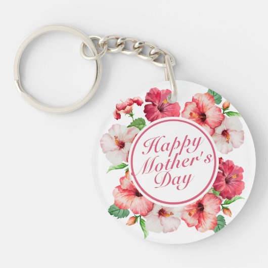 Elegant Happy Moederdag Floral Lijst Sleutelhanger (Voorkant)
