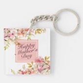 Elegant Happy Moederdag Floral Lijst Sleutelhanger (Achterkant)