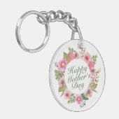 Elegant Happy Moederdag Floral Lijst Sleutelhanger (Voorkant Links)