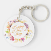 Elegant Happy Moederdag Floral Lijst Sleutelhanger (Achterkant)