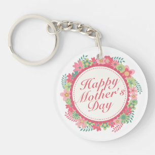 Elegant Happy Moederdag Floral Lijst Sleutelhanger