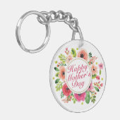Elegant Happy Moederdag Floral Lijst Sleutelhanger (Voorkant Links)