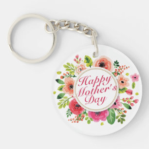 Elegant Happy Moederdag Floral Lijst Sleutelhanger