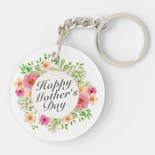 Elegant Happy Moederdag Floral Lijst Sleutelhanger (Achterkant)