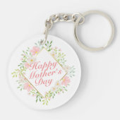 Elegant Happy Moederdag Floral Lijst Sleutelhanger (Achterkant)