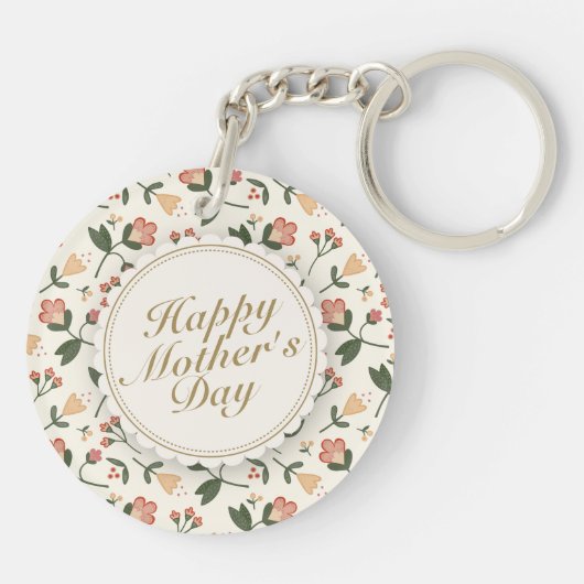 Elegant Happy Moederdag Floral Lijst Sleutelhanger (Achterkant)