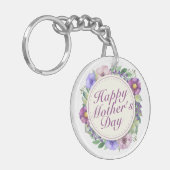 Elegant Happy Moederdag Floral Lijst Sleutelhanger (Voorkant Links)
