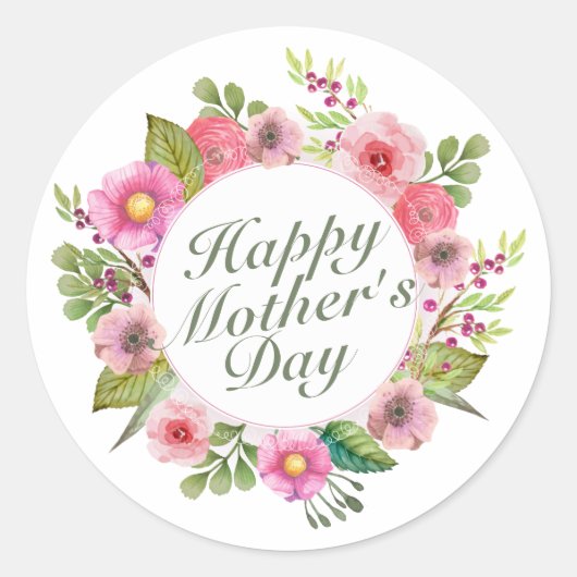 Elegant Happy Moederdag Floral Lijst Sticker (Voorkant)