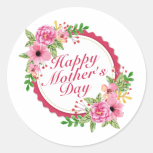 Elegant Happy Moederdag Floral Lijst Sticker