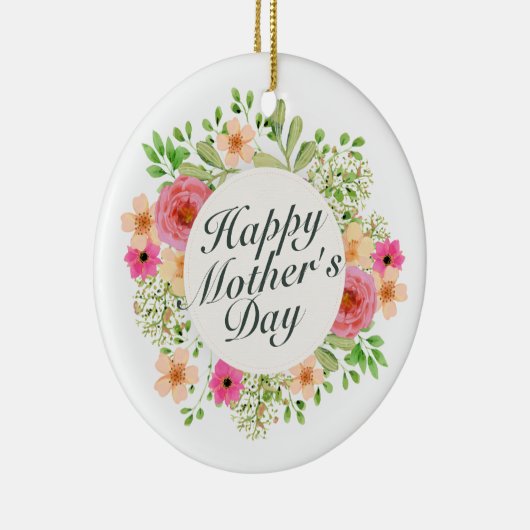 Elegant Happy Moederdag Floral Lijst | Versiering Keramisch Ornament (Rechts)