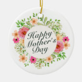Elegant Happy Moederdag Floral Lijst | Versiering Keramisch Ornament (Voorkant)