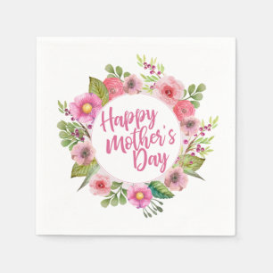 Elegant Happy Moederdag Floral   Napkin Servet