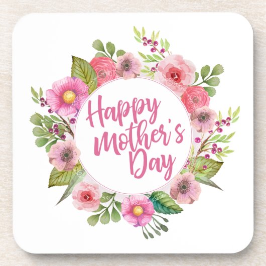 Elegant Happy Moederdag Floral | Onderzetter (Voorkant)
