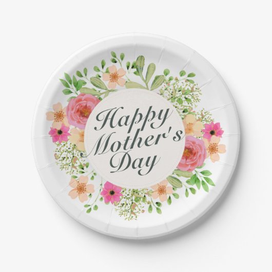 Elegant Happy Moederdag Floral Paper Bord (Voorkant)