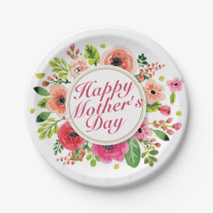 Elegant Happy Moederdag Floral Paper Bord