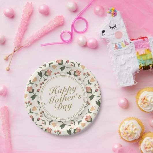 Elegant Happy Moederdag Floral Paper Bord (Feest)