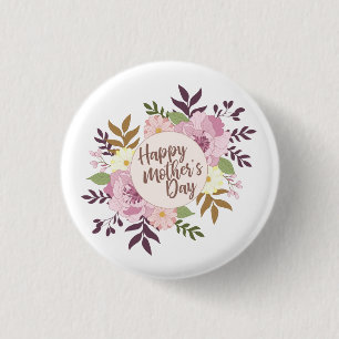 Elegant Happy Moederdag Floral Pin-Button Ronde Button 3,2 Cm