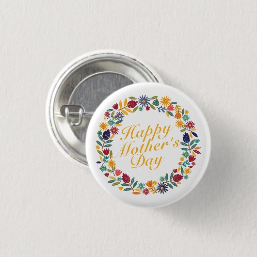 Elegant Happy Moederdag Floral | Pin-Button Ronde Button 3,2 Cm (Voorkant /achterkant)