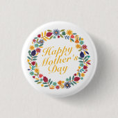 Elegant Happy Moederdag Floral | Pin-Button Ronde Button 3,2 Cm (Voorkant)