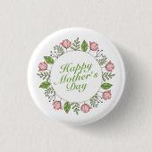 Elegant Happy Moederdag Floral | Pin-Button Ronde Button 3,2 Cm (Voorkant)