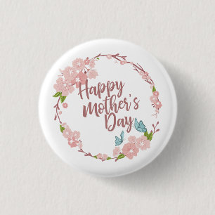 Elegant Happy Moederdag Floral Pin-Button Ronde Button 3,2 Cm