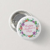 Elegant Happy Moederdag Floral | Pin-Button Ronde Button 3,2 Cm (Voorkant /achterkant)