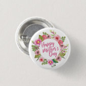 Elegant Happy Moederdag Floral | Pin-Button Ronde Button 3,2 Cm (Voorkant /achterkant)