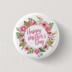Elegant Happy Moederdag Floral Pin-Button Ronde Button 3,2 Cm