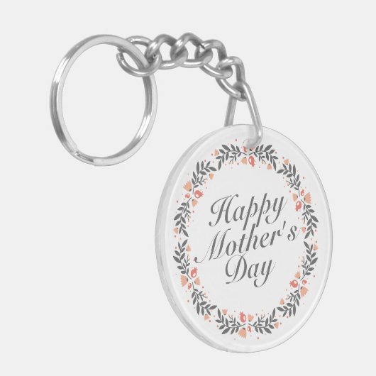 Elegant Happy Moederdag Floral Sleutelhanger (Voorkant Links)