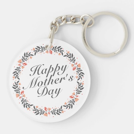 Elegant Happy Moederdag Floral Sleutelhanger (Achterkant)