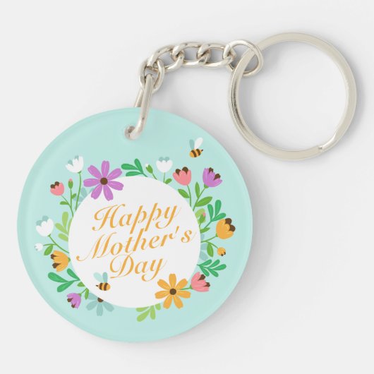 Elegant Happy Moederdag Floral | SLEUTELHANGER (Achterkant)