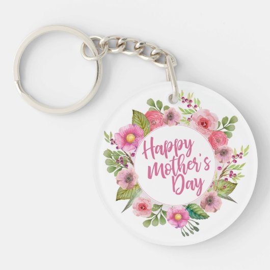 Elegant Happy Moederdag Floral | SLEUTELHANGER (Voorkant)