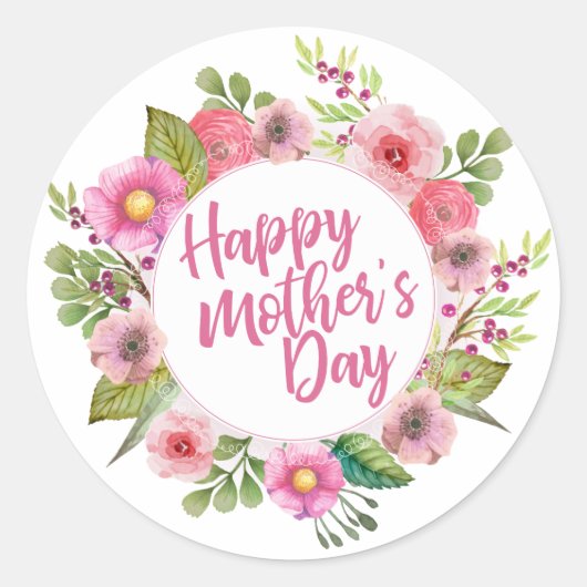 Elegant Happy Moederdag Floral | STICKER (Voorkant)