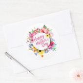 Elegant Happy Moederdag Floral | Stickerzegel Ronde Sticker (Envelop)