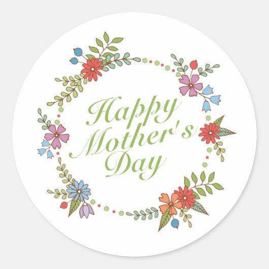 Elegant Happy Moederdag Floral | Stickerzegel Ronde Sticker (Voorkant)