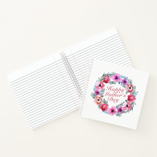Elegant Happy Moederdag Floral Wreate Notitieboek (Binnen)