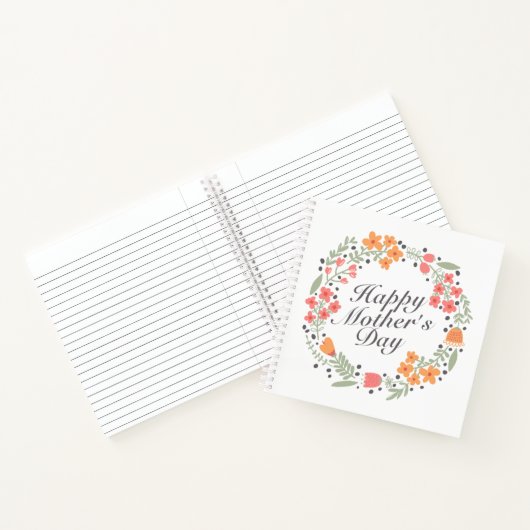 Elegant Happy Moederdag Floral Wreate Notitieboek (Binnen)