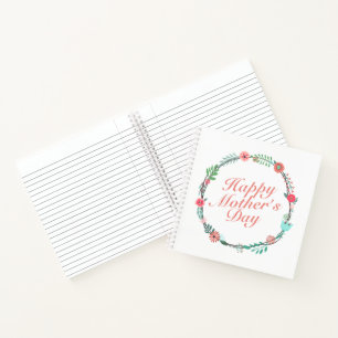 Elegant Happy Moederdag Floral Wreate Notitieboek