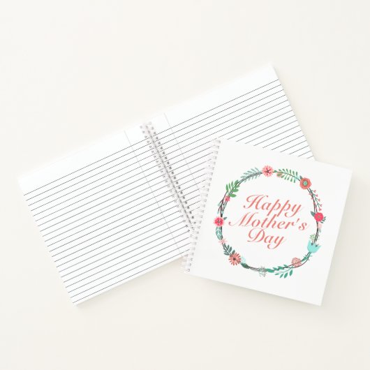Elegant Happy Moederdag Floral Wreate Notitieboek (Binnen)