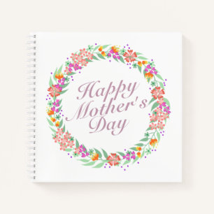 Elegant Happy Moederdag Floral Wreate Notitieboek