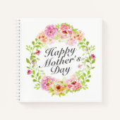 Elegant Happy Moederdag Floral Wreate Notitieboek (Voorkant)