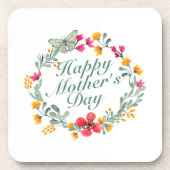 Elegant Happy Moederdag Floral Wreate Onderzetter (Voorkant)