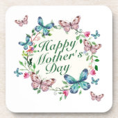 Elegant Happy Moederdag Floral Wreate Onderzetter (Voorkant)